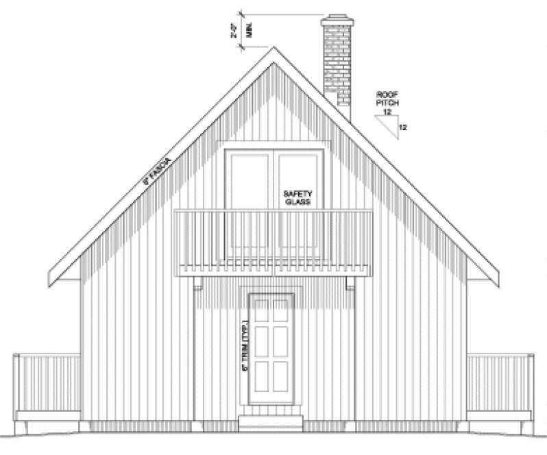 Rear Elevation for House Plan #202011