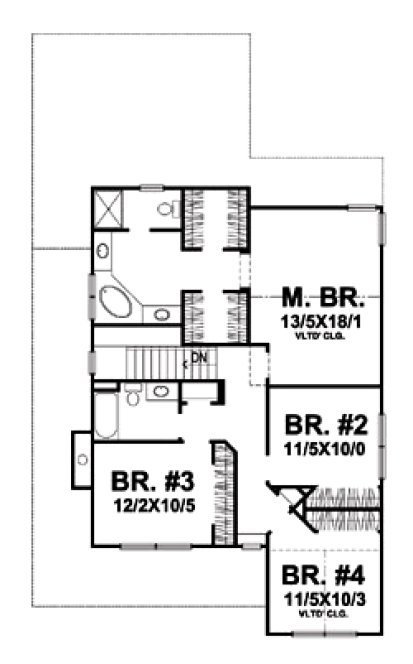 Second Floor Plan for House Plan #290602