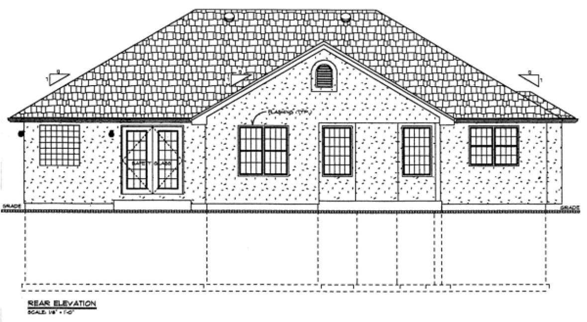 Rear Elevation for House Plan #201614
