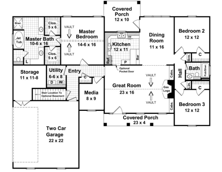Basement Plan for House Plan #213081