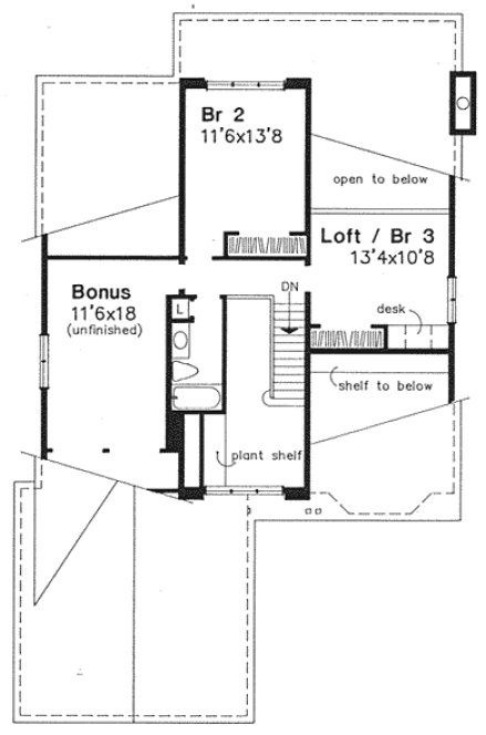 Second Floor Plan for House Plan #291002