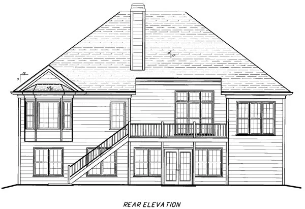 Rear Elevation for House Plan #120481