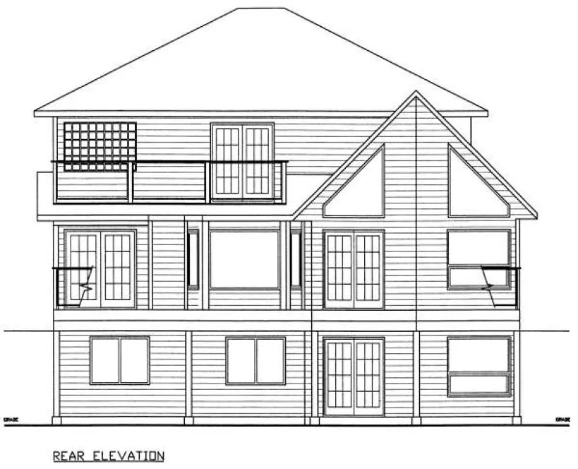 Rear Elevation for House Plan #201595