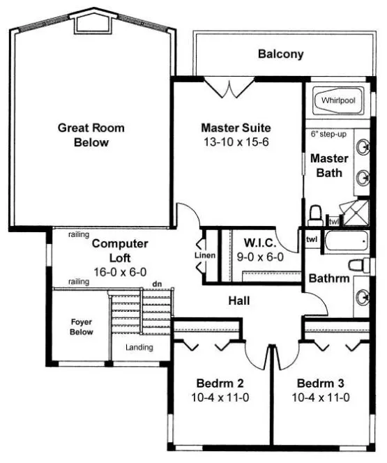 Second Floor Plan for House Plan #201595
