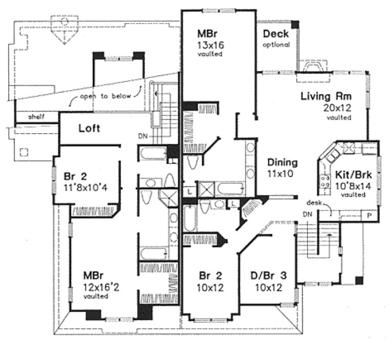 Second Floor Plan for House Plan #296039