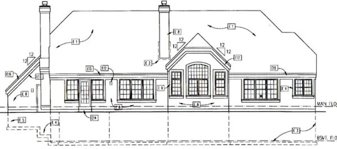 Rear Elevation for House Plan #292339