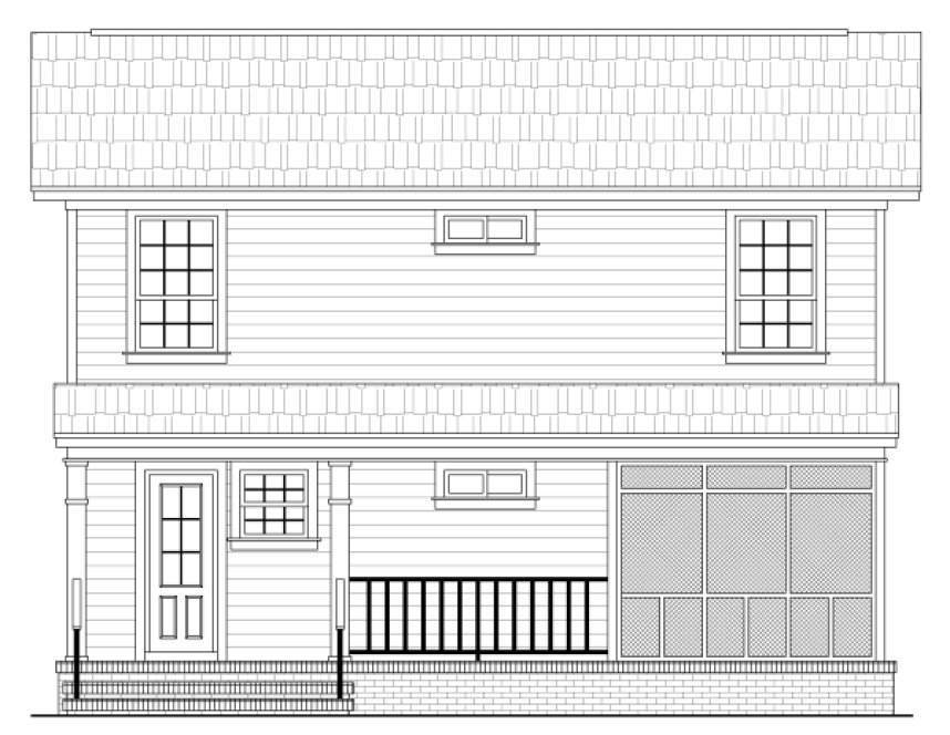 Rear Elevation for House Plan #212021