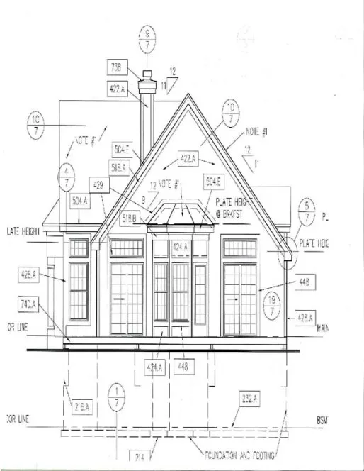 Rear Elevation for House Plan #298049