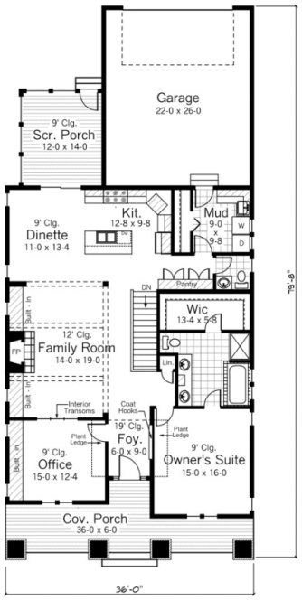 Main Floor Plan for House Plan #289061