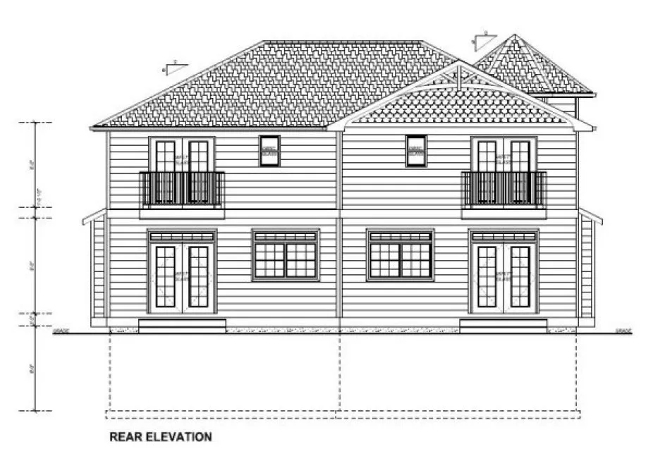 Rear Elevation for House Plan #195147