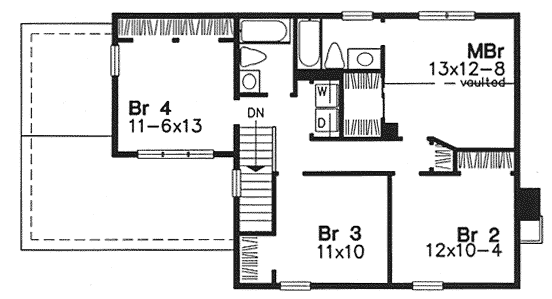 Second Floor Plan for House Plan #291349