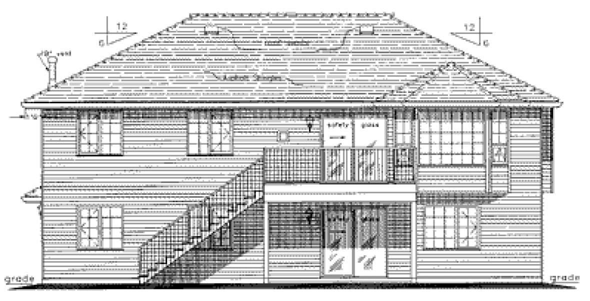 Rear Elevation for House Plan #134013