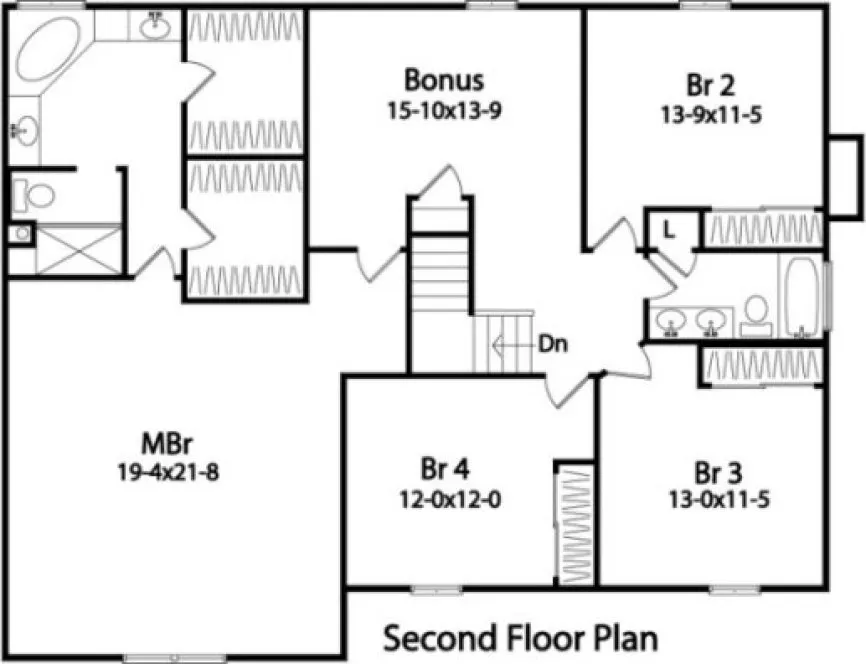Second Floor Plan for House Plan #415102