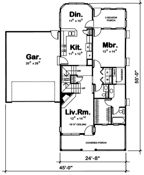 Main Floor Plan for House Plan #153176