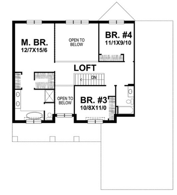 Second Floor Plan for House Plan #299022