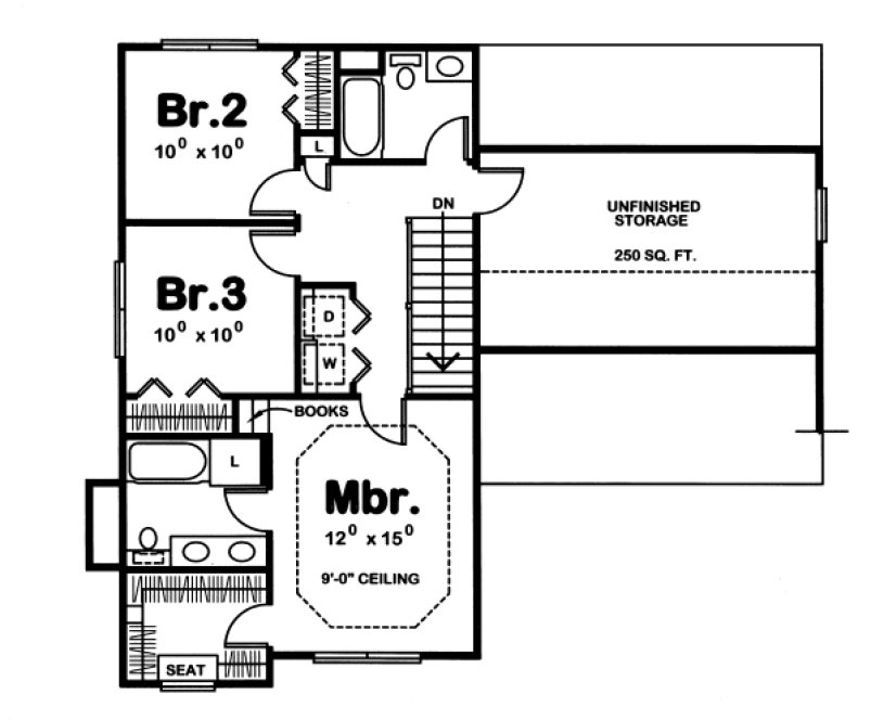 Second Floor Plan for House Plan #155176