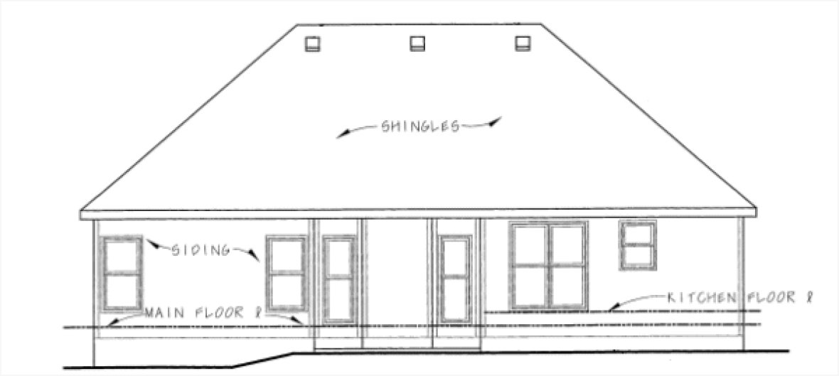 Rear Elevation for House Plan #151376