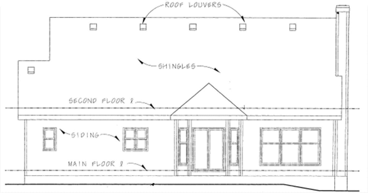 Rear Elevation for House Plan #154376