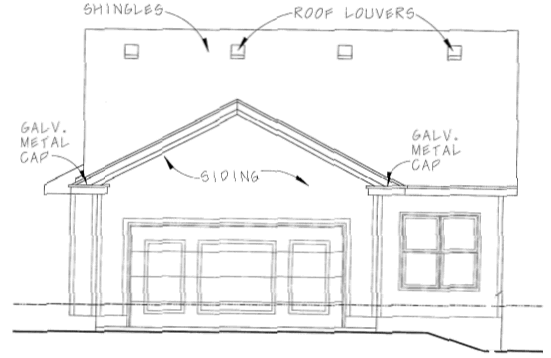 Rear Elevation for House Plan #150476