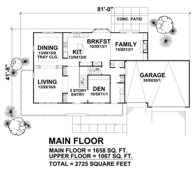 Main Floor Plan for House Plan #291222