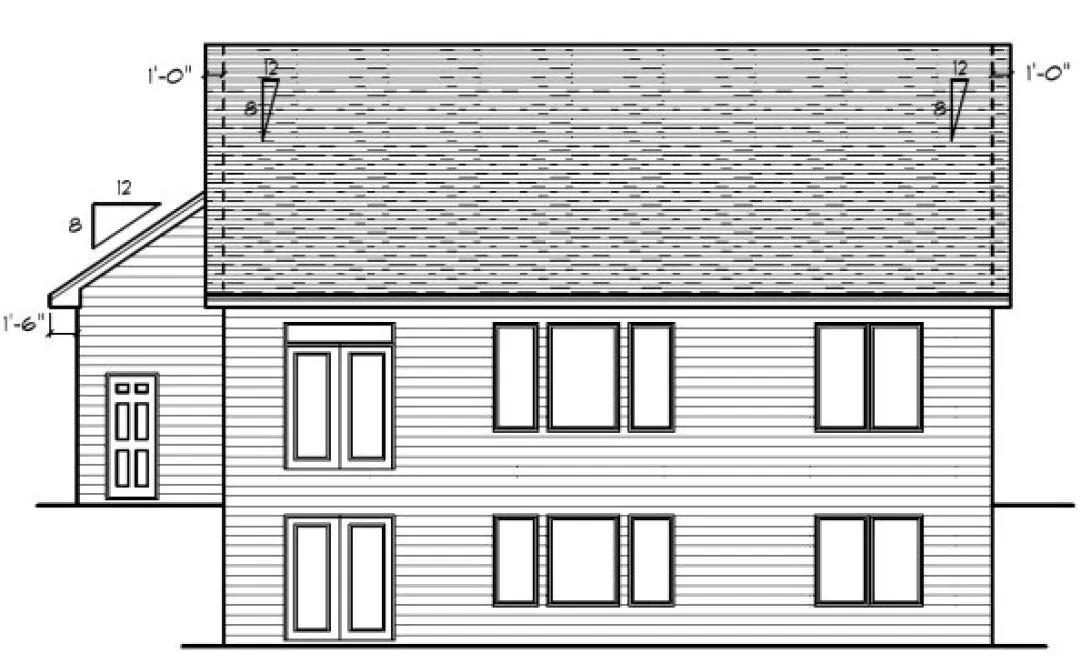 Rear Elevation for House Plan #284031