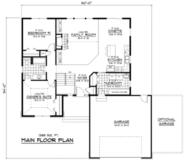Main Floor Plan for House Plan #284031
