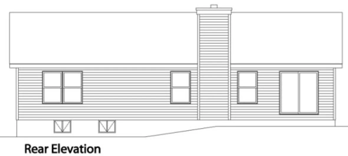 Rear Elevation for House Plan #412002