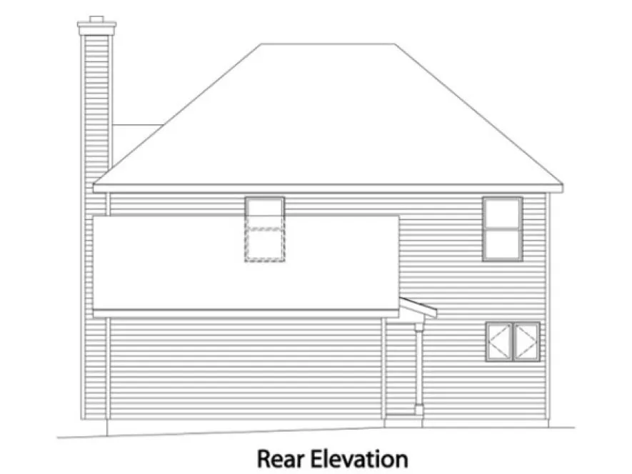 Rear Elevation for House Plan #413002