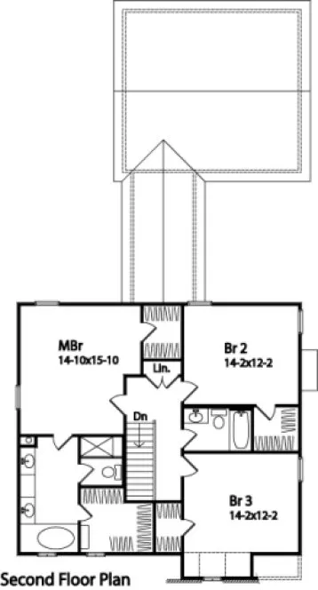 Second Floor Plan for House Plan #413002