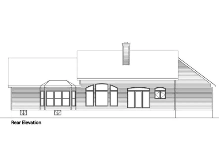 Rear Elevation for House Plan #410102
