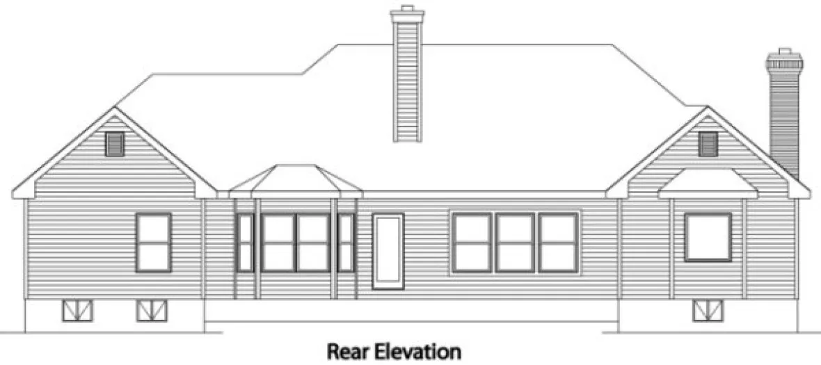 Rear Elevation for House Plan #412102