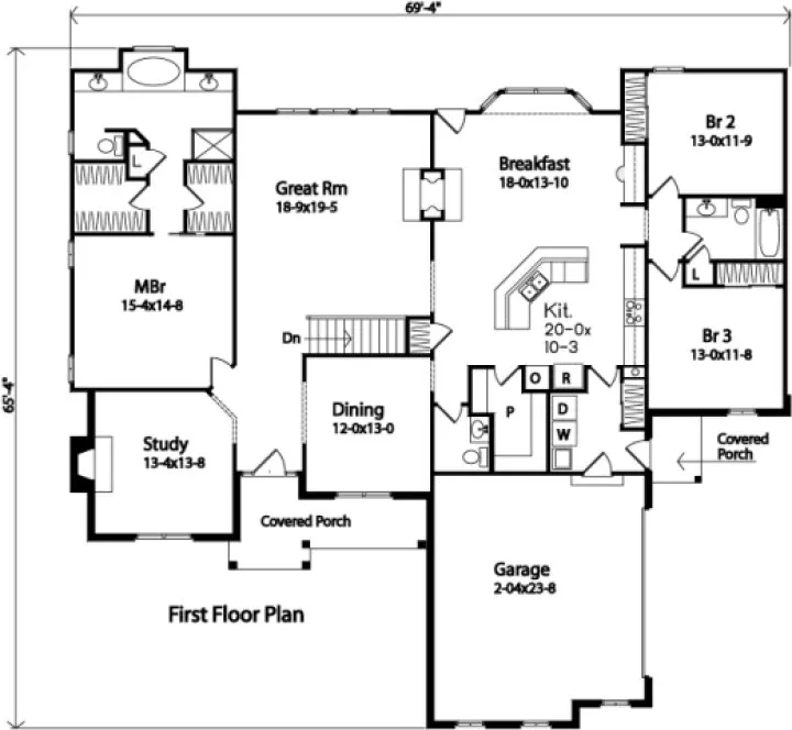 Main Floor Plan for House Plan #412102