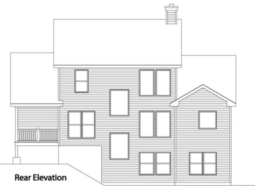 Rear Elevation for House Plan #412022