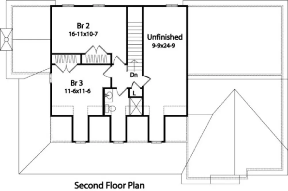 Second Floor Plan for House Plan #414022