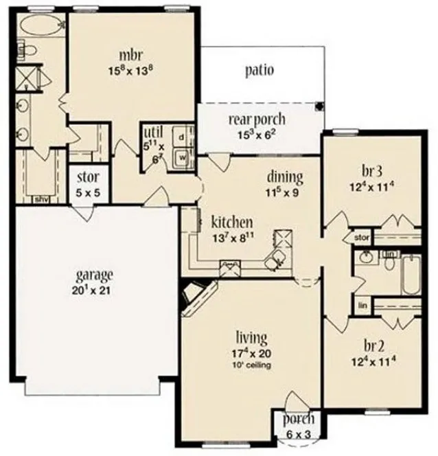 Main Floor Plan for House Plan #371410
