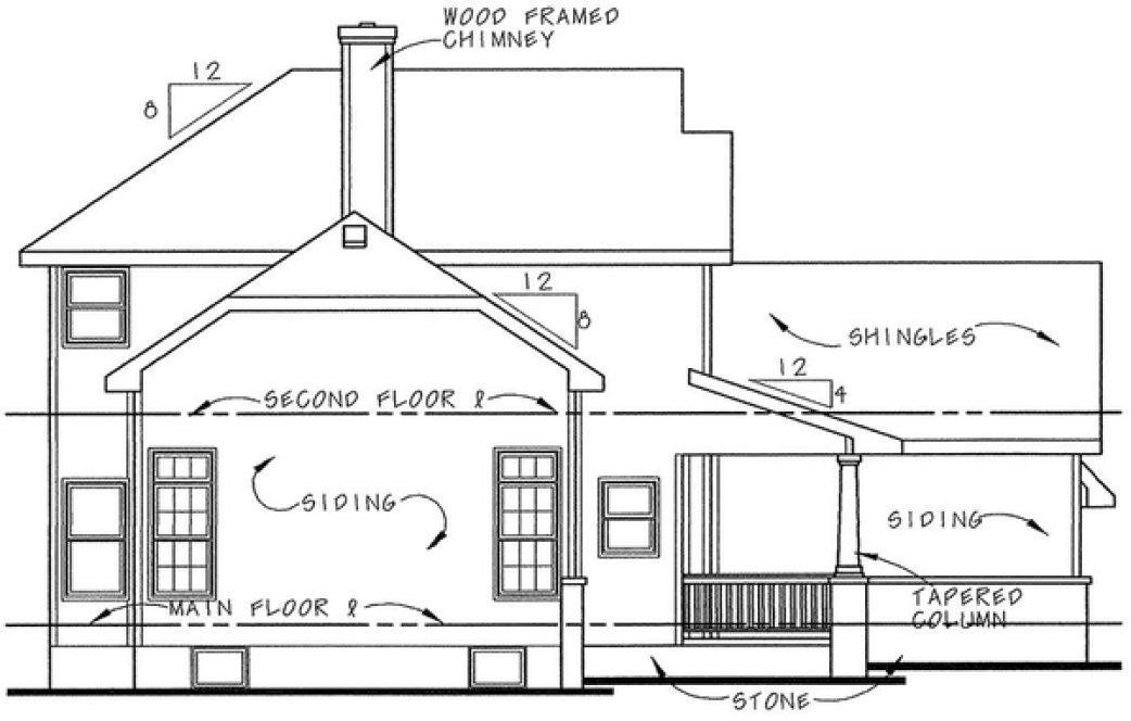 Left Elevation for House Plan #159058
