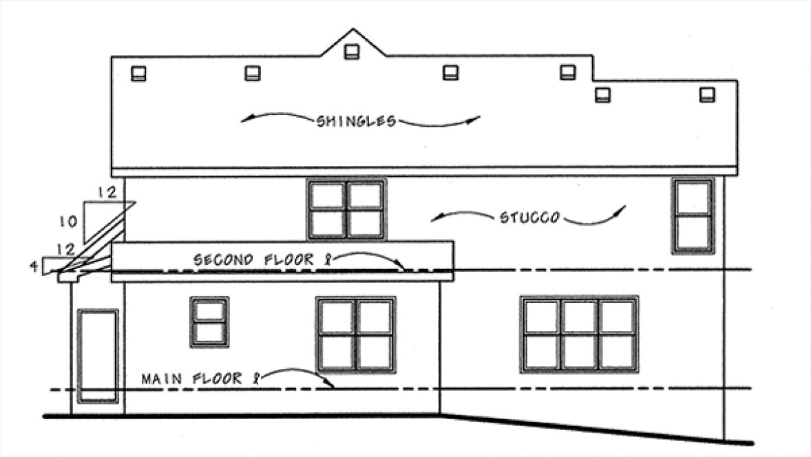 Rear Elevation for House Plan #151158
