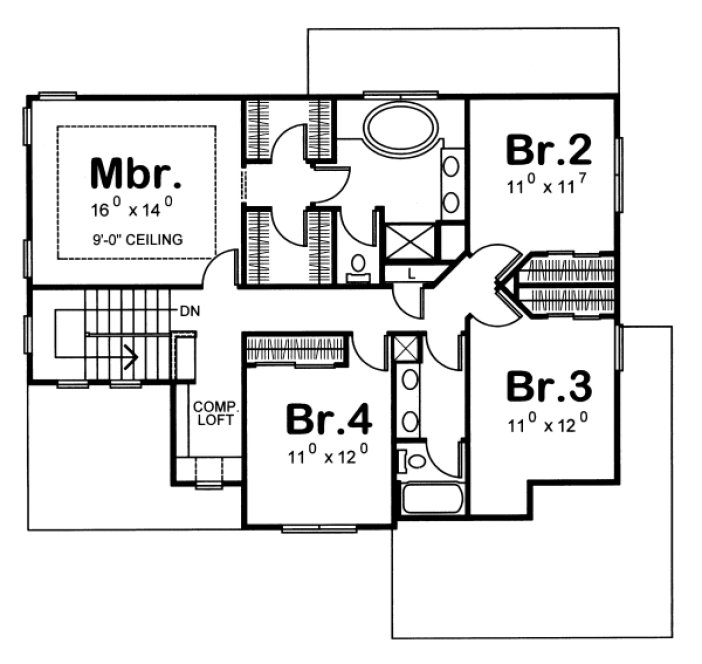 Second Floor Plan for House Plan #151158