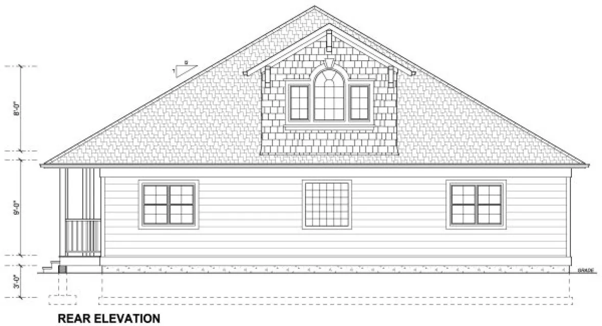 Rear Elevation for House Plan #202940