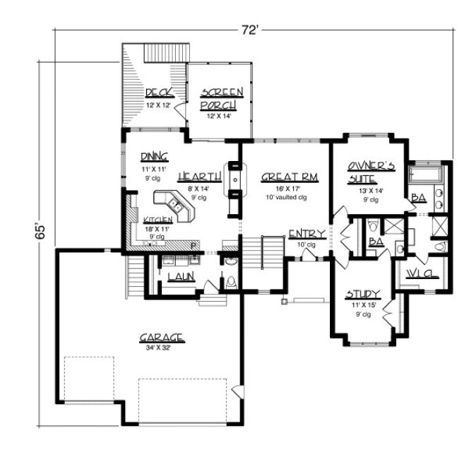 Main Floor Plan for House Plan #292222