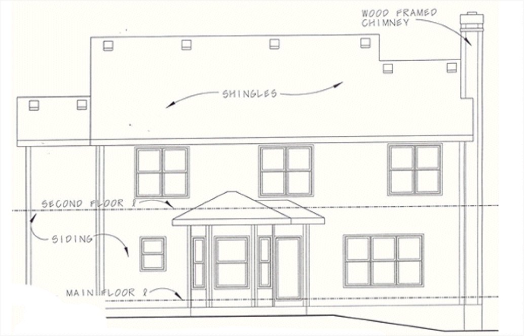 Rear Elevation for House Plan #153158