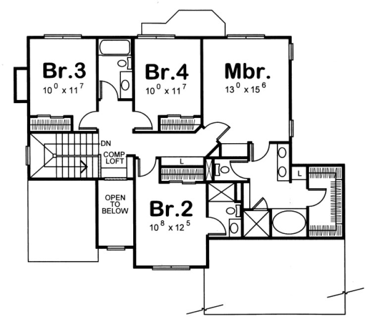 Second Floor Plan for House Plan #153158