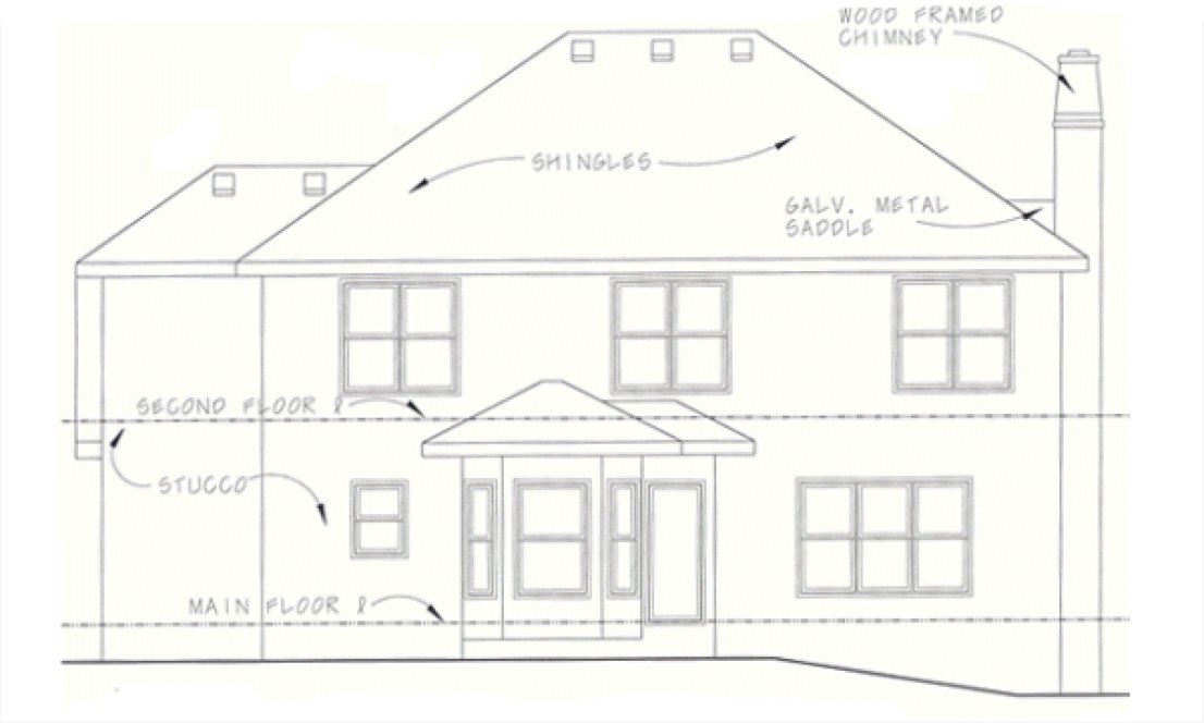Rear Elevation for House Plan #154158