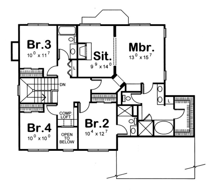 Second Floor Plan for House Plan #154158