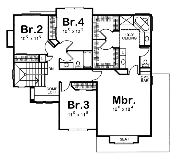 Second Floor Plan for House Plan #154258