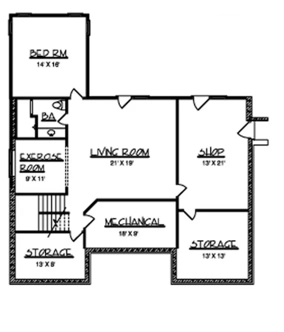 Floorplan lower for House Plan #297222