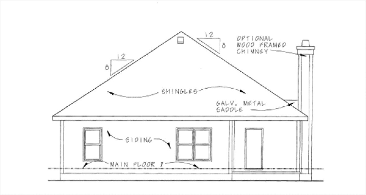 Rear Elevation for House Plan #150358
