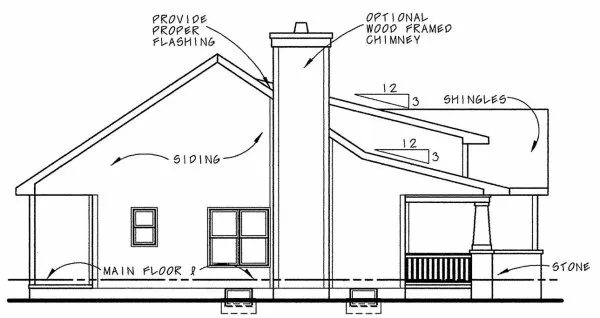 Left Elevation for House Plan #152358