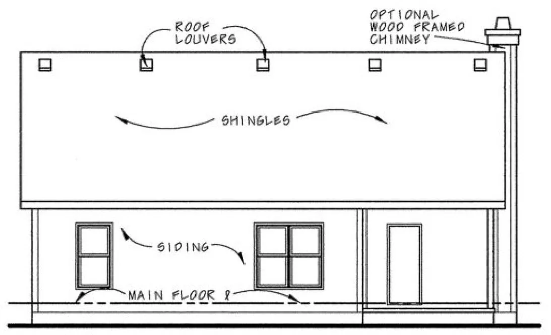 Rear Elevation for House Plan #152358