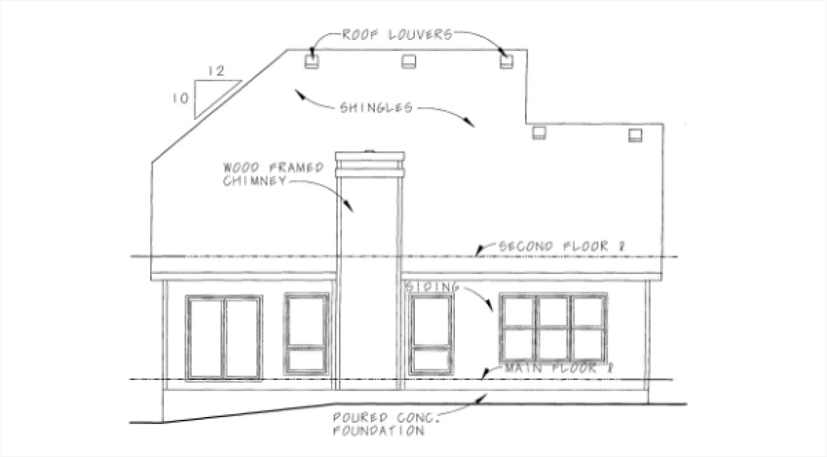 Rear Elevation for House Plan #158358